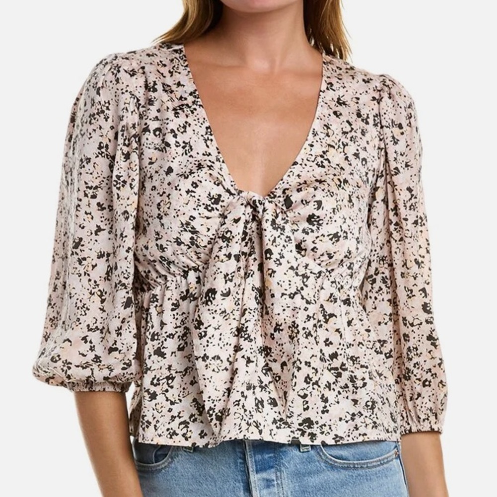 Saltwater Luxe Satin Tie Front Top